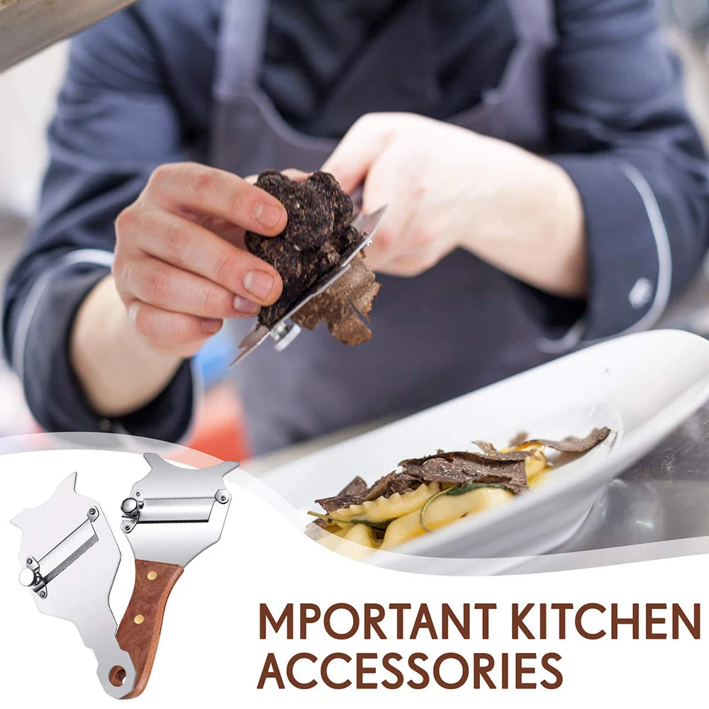 Truffle Slicer Adjustable Blade Stainless Steel Cheese Chocolate Truffle Shaver with Rosewood Handle Truffle Cutter Kitchen Tool