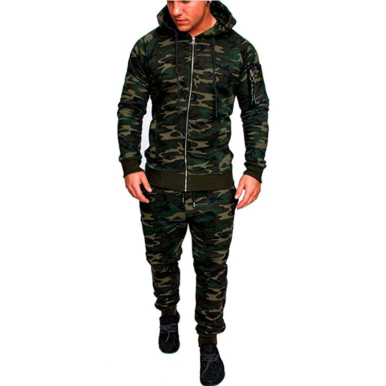 Men's Tracksuit Military Hoodie Sets Camouflage Hooded Leisure Suit Man Sweatshirt Pants Tactical Sweat Sports Suit