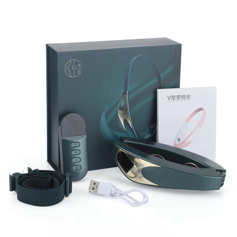 Facial Lifting Device Facial Slimming Vibration Massager Facial Heating Double Chin V Shape Lift Belt Face Hot Compress Massager