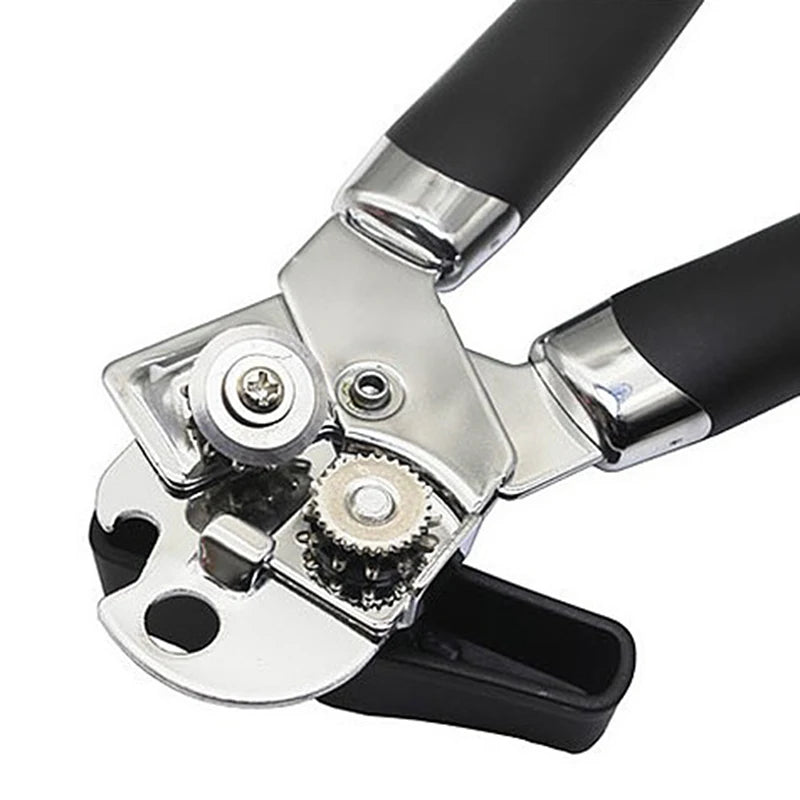 3 in 1 Professional Manual Stainless Steel Cans Opener Practical Unique Kitchen Tools Corkscrew Handle Grip Bottle Opener 1PC