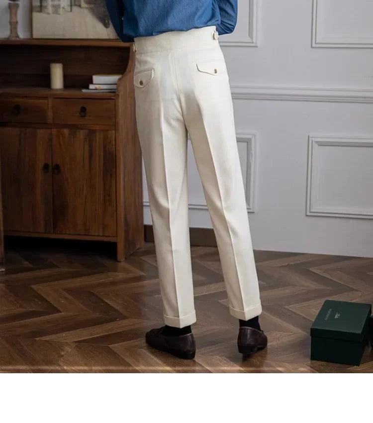 2023 Autumn/winter New Italian Style High-waisted Straight-leg Long Pants Casual Versatile Trousers For British Men