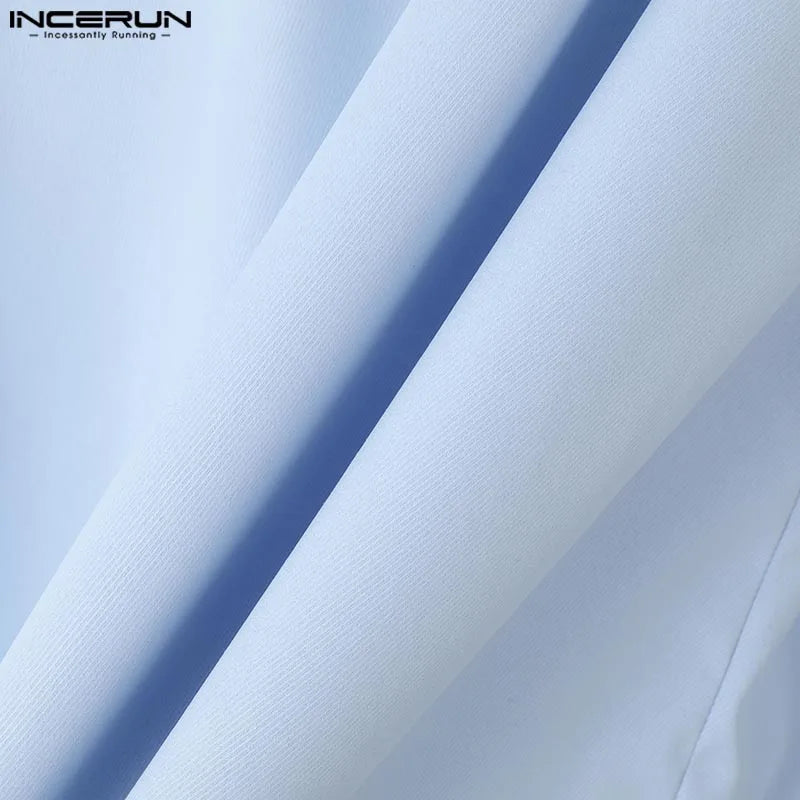 INCERUN Tops 2025 Fashion New Men Patchwork Lines Personality Suit Coat Casual City Walk Male Hot Sale Loose Long Sleeved Blazer