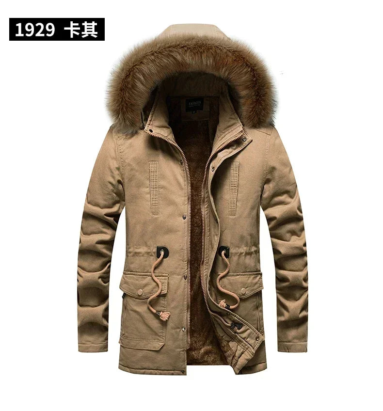 Camouflage Jacket Winter Hooded Velvet Thick Windproof Coat Men Warm Male's Medium-long Parkas New Mens Camo Parka Coat