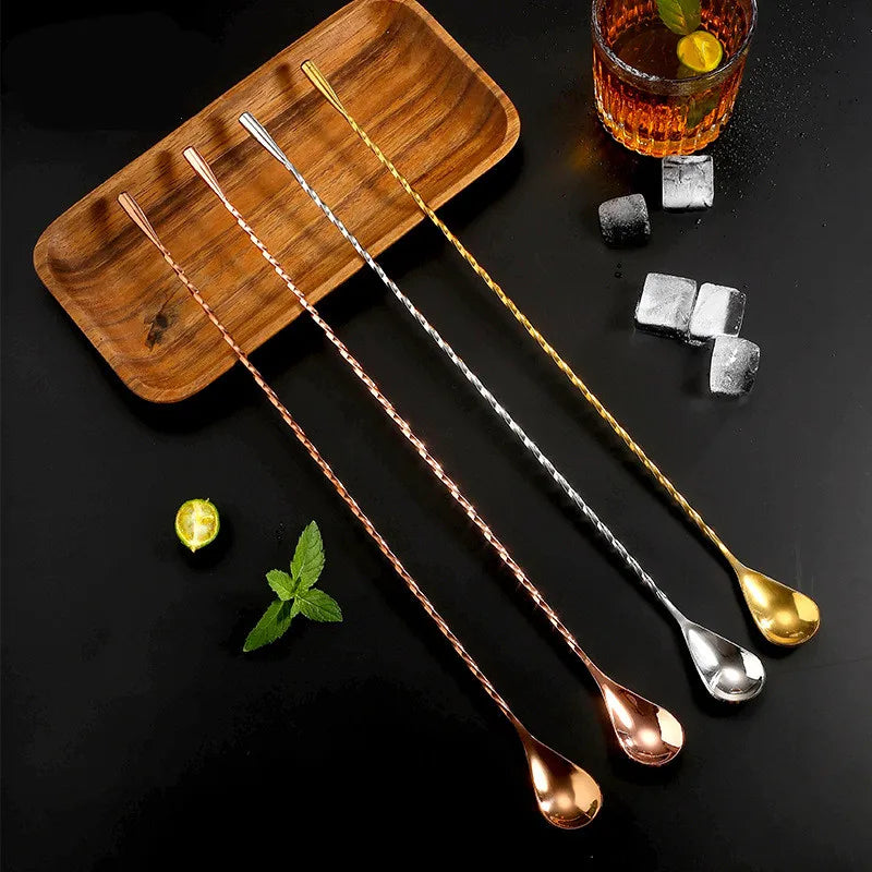 30/40/50cm Long Spiral Handle Cocktail Spoon Bartender Drink Shaker Muddler Stirrer Whisky Mixing Rod Kitchen Bar Utensils