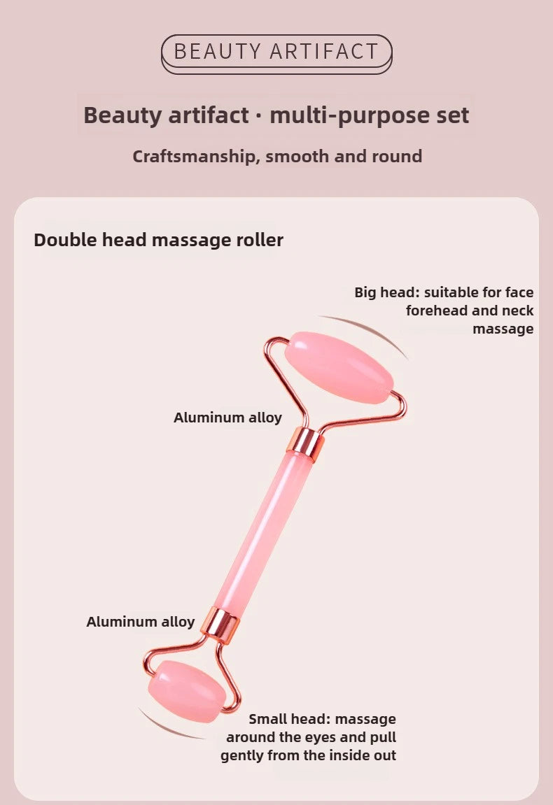Gua Sha Massage Board for Face Rose Pink Guasha Set Plate Jade Face Massager Scrapers Tools for Face Neck Back Body