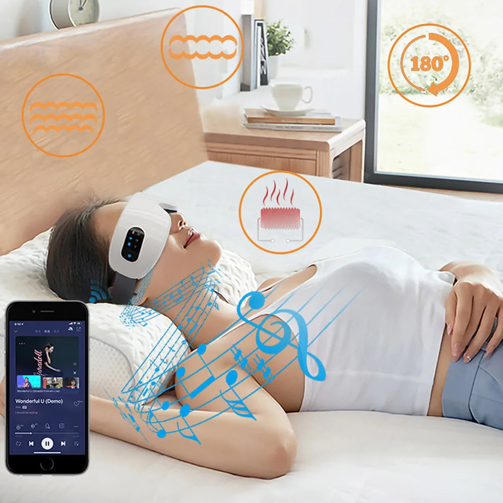 Electric Eye Massager Hot Compress Vibration Massage Bluetooth Music Relief Stress Fatigue Relax Foldable Eye Care Smart Glasses