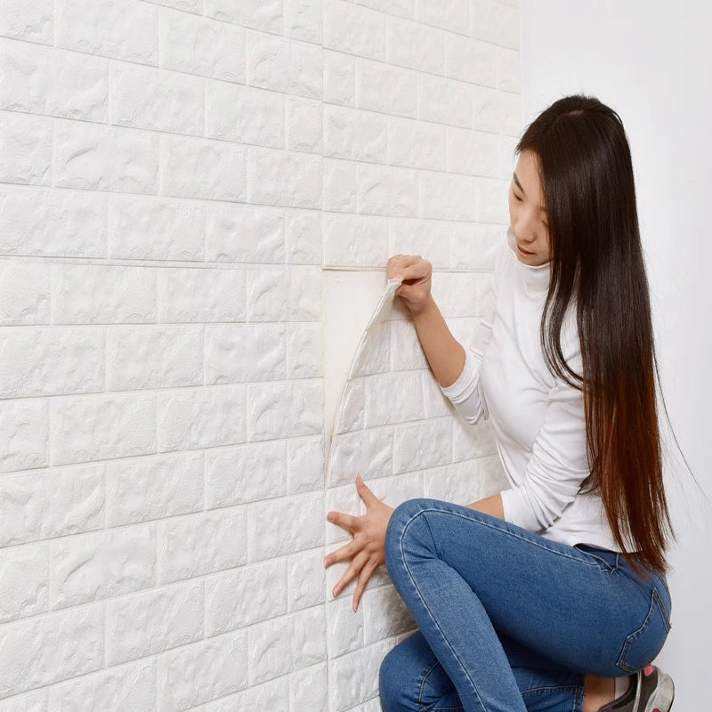 Wallpaper Home brick Foam Panels 3D Wall Stickers Self-adhesive DIY Embossed Stone Wallpaper Home Decor Living Room Kitchen