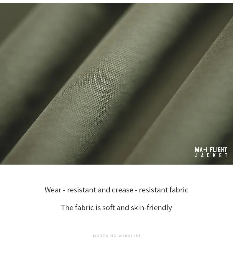 Maden Retro MA1 Bomber Jacket Thickened Splicing Baseball Flight Coat with Inner Pocket for Men's Winter Cotton Padded Jacket