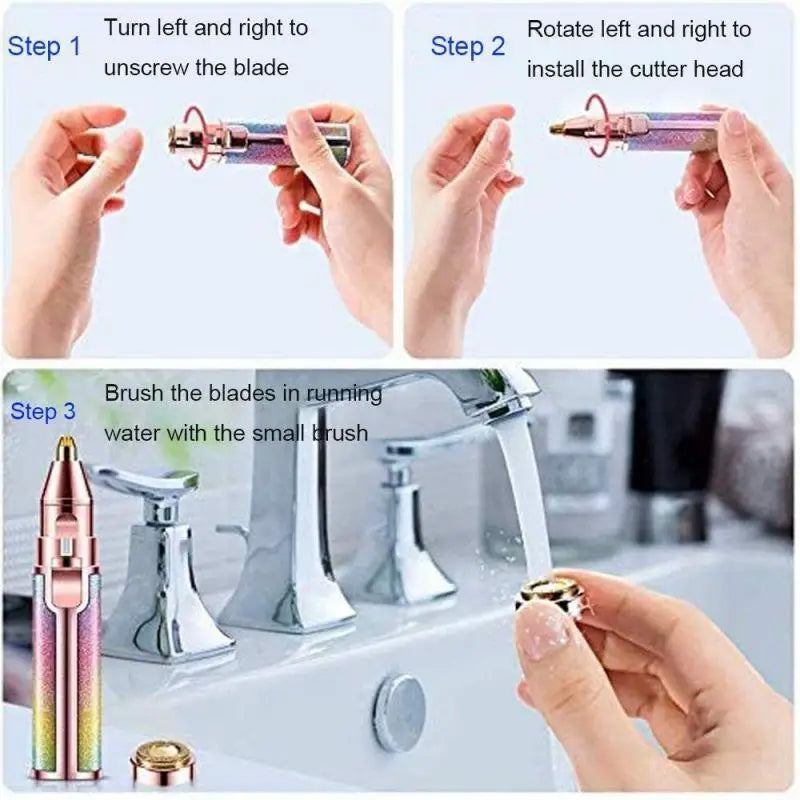 Starry Sky 2-in-1 USB Charging Shaver Portable Shaver Painless Automatic Eyebrow Shaving Facial Hair Removal for Women Beauty