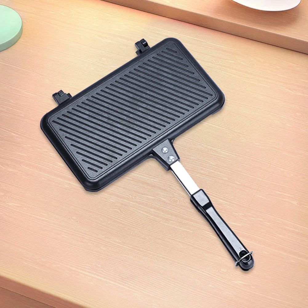 Double Side Bread Frying Pan Non Stick Barbecue Plate Sandwich Toaster Mold Heat-resistant Toastie Waffle Pancake Kitchen Tools