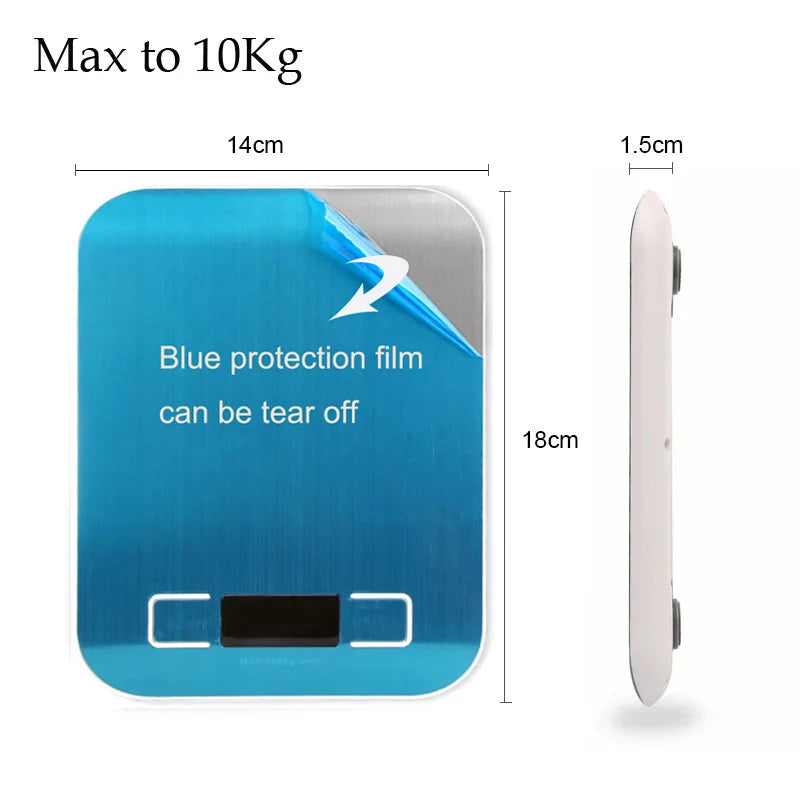 Electronic Digital Scales 5kg 10kg 1g  Weights Scale Stainless Steel  Food Balance Measure Tools LED Display Kitchen Scale