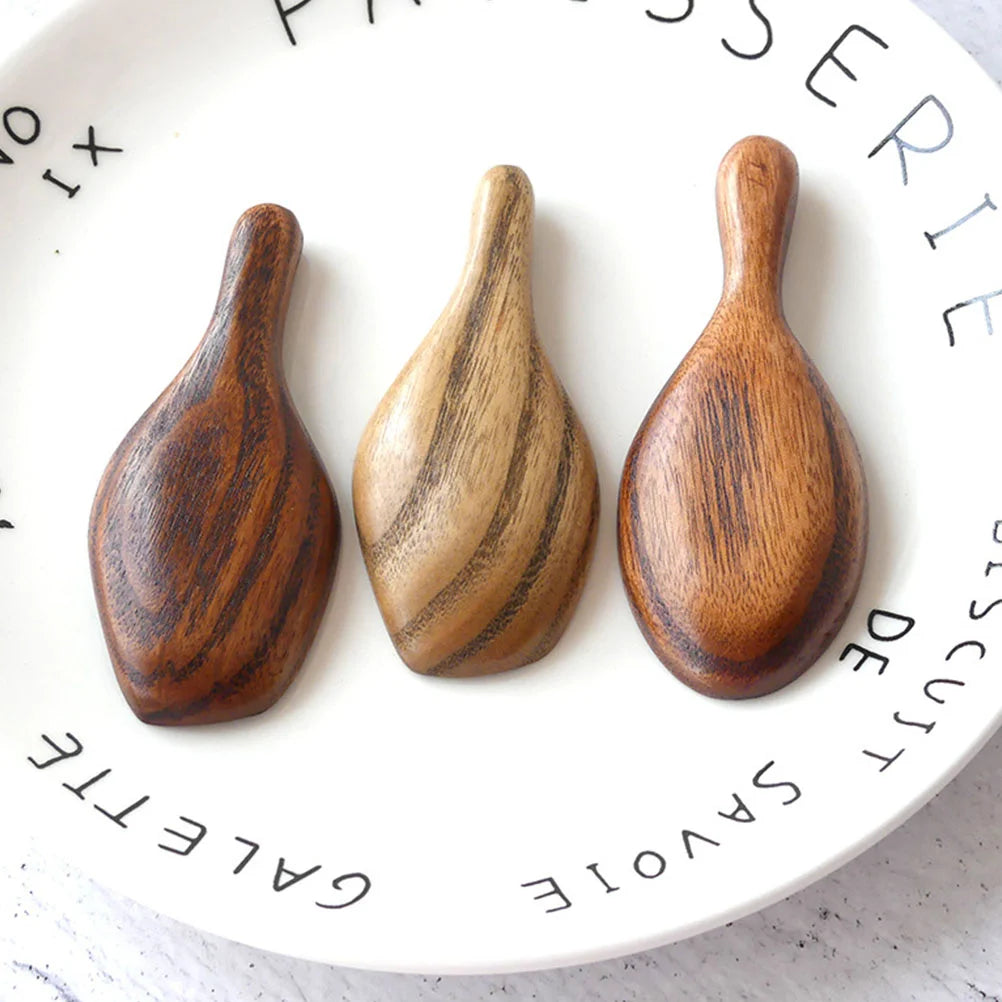 2Pcs Short Handle Wide Mouth Spoon Japanese Wooden Scoops Mini Condiment Spoons Kitchen Dining Bar Sugar Spoons Dessert Spoons