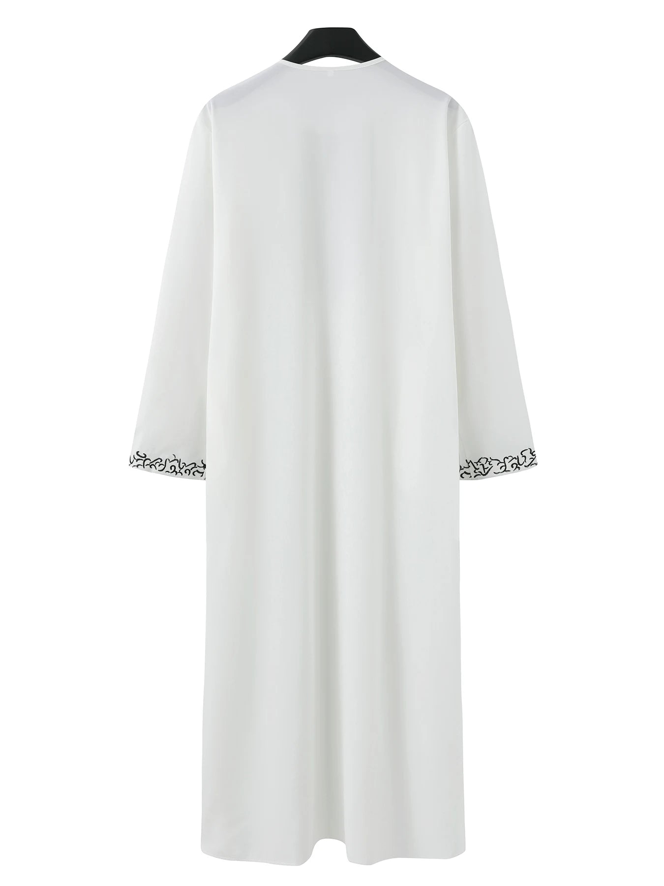 2025 New Men's Luxury White Muslim Moroccan Style Abaya Classic Embroidered Long Sleeve Formal Wear Islamic Arabic Thobe
