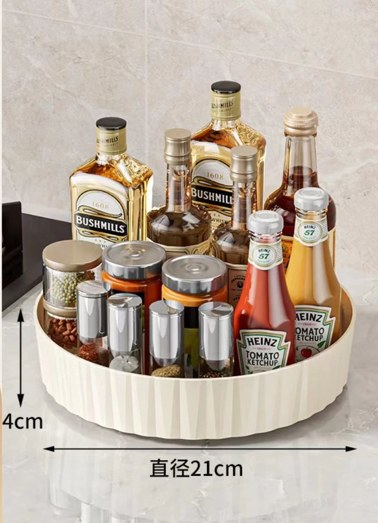 360 Rotating Seasoning Storage Tray Multifunction Pantry Cabinet Turntable For Cosmetics Bathroom Storage Box Kitchen Organizer