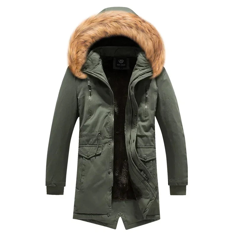 Camouflage Jacket Winter Hooded Velvet Thick Windproof Coat Men Warm Male's Medium-long Parkas New Mens Camo Parka Coat