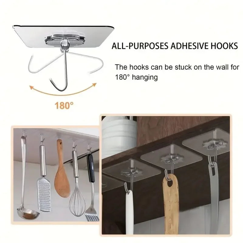 100PcsTransparent Self adhesive wall hooks Multi-Purpose Wall Hook Key Holder Towel Holder For Kitchen Bathroom Accessories