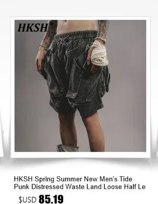 HKSH Autumn Winter Men's Tide Dark V-neck Cotton Jacket Women Splice Fur Patchwork Sleeveless Vest Zipper Chic Down Coats HK2466