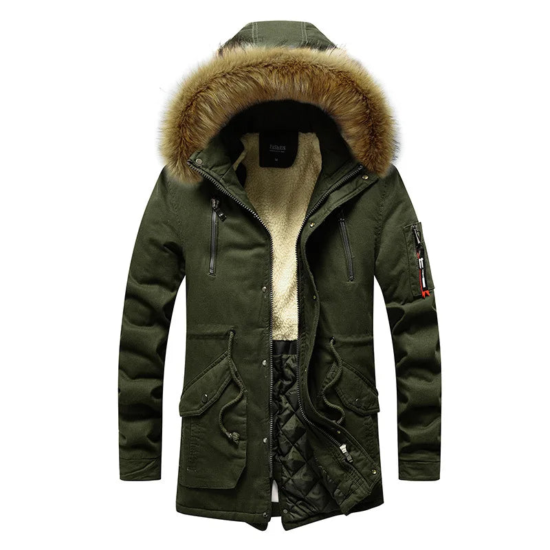 Camouflage Jacket Winter Hooded Velvet Thick Windproof Coat Men Warm Male's Medium-long Parkas New Mens Camo Parka Coat