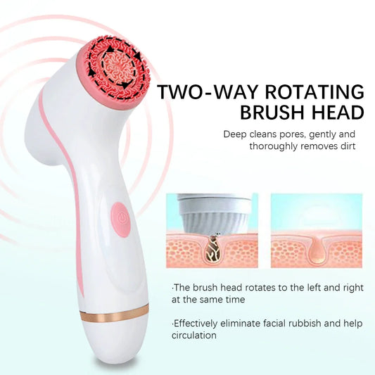Silicone Electric Ultrasonic Facial Cleaner Acne Pore Blackhead Deep Cleansing Brush Beauty Skin Care Tools