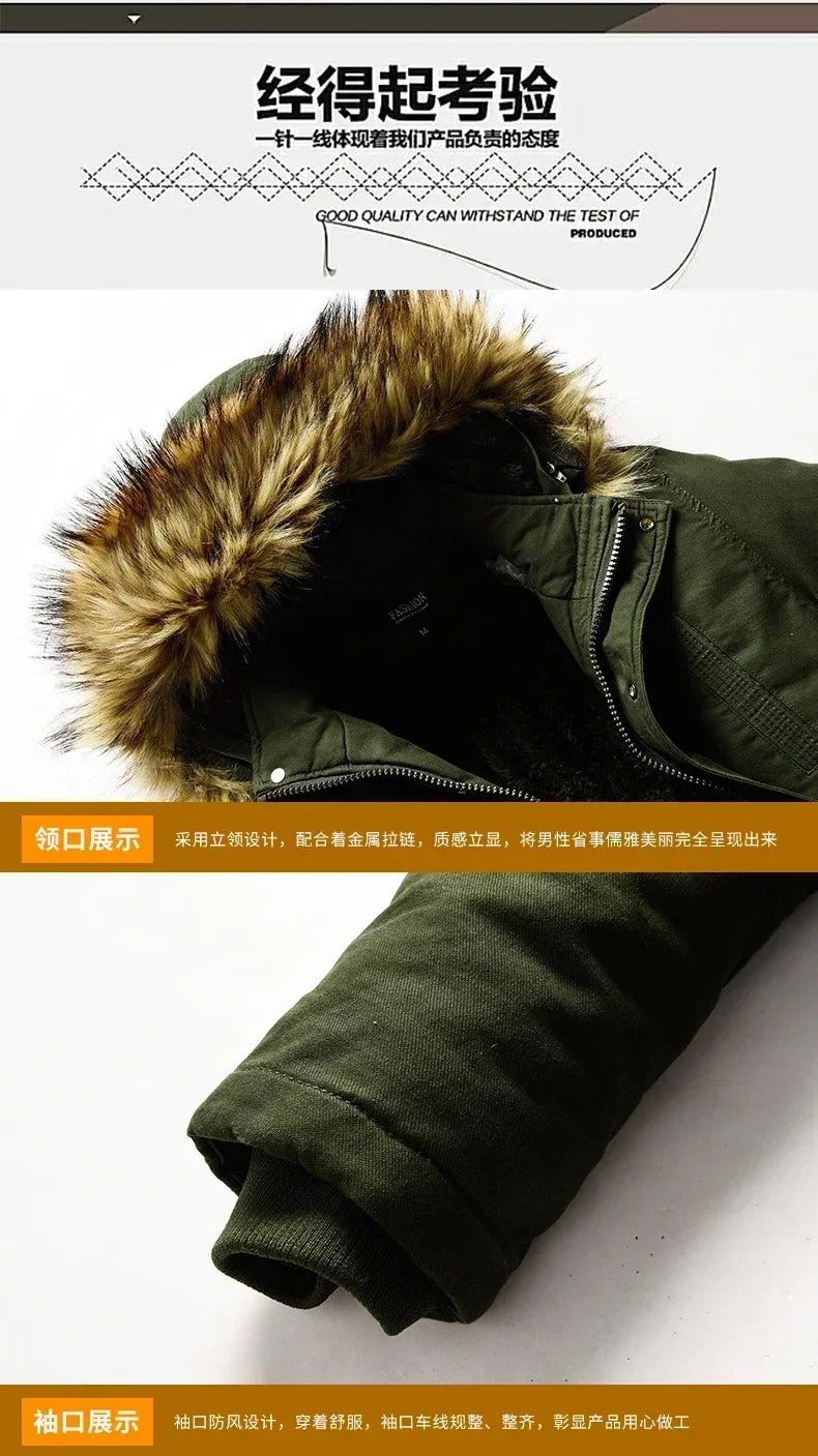 Camouflage Jacket Winter Hooded Velvet Thick Windproof Coat Men Warm Male's Medium-long Parkas New Mens Camo Parka Coat