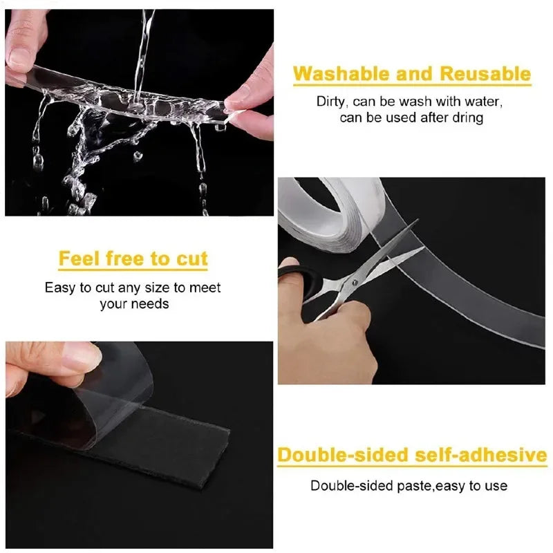 Transparent Double-sided Tape Nanometer Reusable Seamless Strong And Versatile  Suitable For Home Kitchen Office And Car