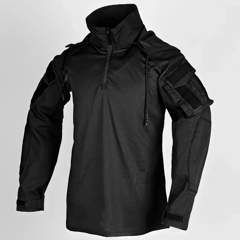 Combat Shirts Hoodies Tops Men Airsoft Tactical Shirt 1/4 Zip Long Sleeve Paintball Camping Hunting Work Clothing Wear Resistant