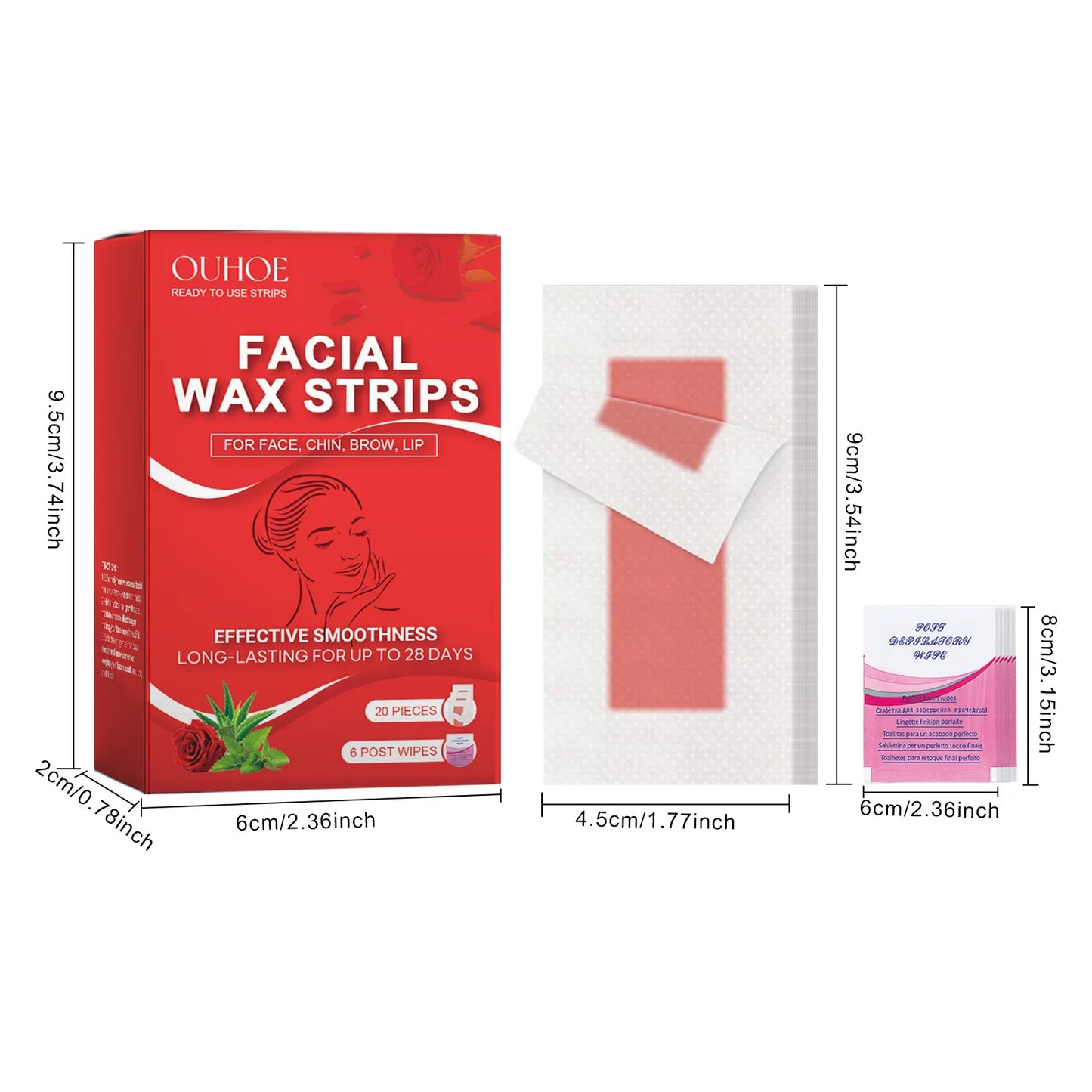 Facial Wax Strips for Face Ready to Use Lip Eyebrow Leg Arm Body Hair Removal Summer Depilation Clean Waxing Wipe Sticker Papers