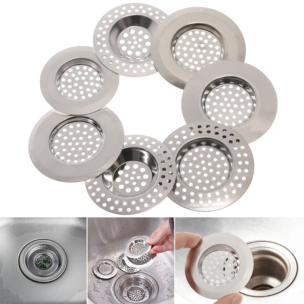 Kitchen Drain Plug Stainless Steel Sink Strainer Mesh Trap Drain Filter Hair Clean Up Waste Catcher Bathtub Accessories