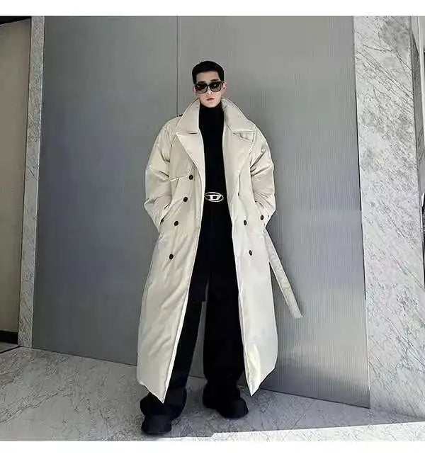 LUZHEN Winter Stylish Double Breasted Long Padded Coat Men's Original Design Thickened Knee-length Trench Trendy 2023 New Cac4db