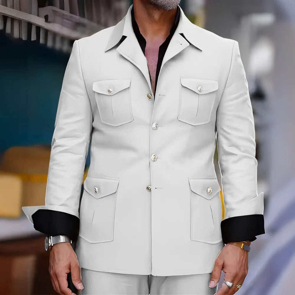 Tailored Casual Men Suits Orange 2 Pieces Set Safari Design Collar Autumn Coat Pant Business Designer Jacket Pant Men Prom Suits