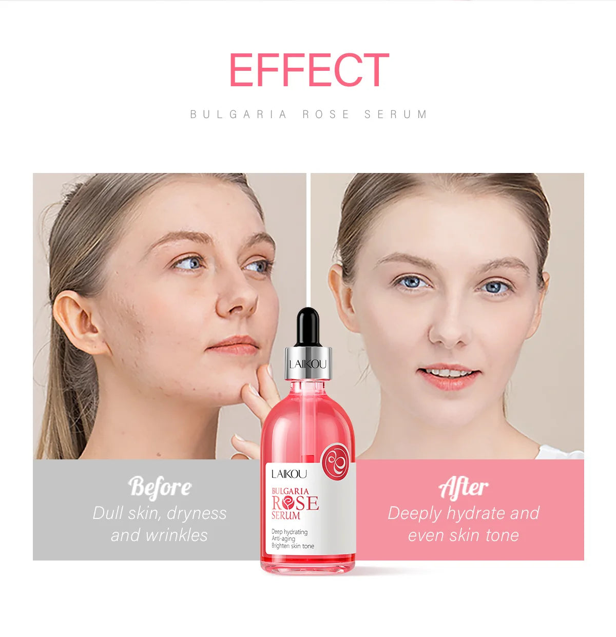 LAIKOU Cherry Blossom or Rose Essence Solution Moisturizing Facial Care Brighten Tighten Hydrating Repair Soothe Soften 100ml