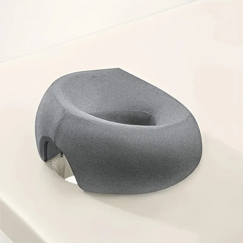 Soft O-shaped ringed pillow for spas and salons - grey interior, multi-purpose facial mat with zipper closure pillow