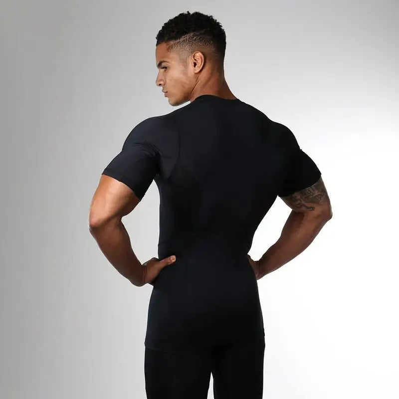 Summer Men's Quick Dry Compression T-Shirt Sport Running Short Sleeve Tees Gym Fitness Workout Bodybuilding Sweatshirt Clothes