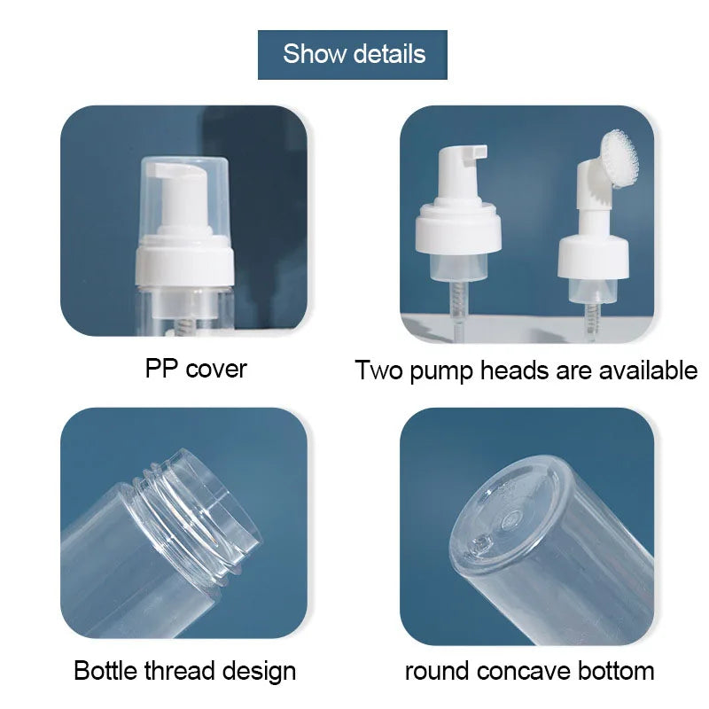 Soap Foaming Bottle Facial Cleanser Foam Maker Bottle with Silicone Clean Brush Portable Facewashing Mousse Foam Bottles