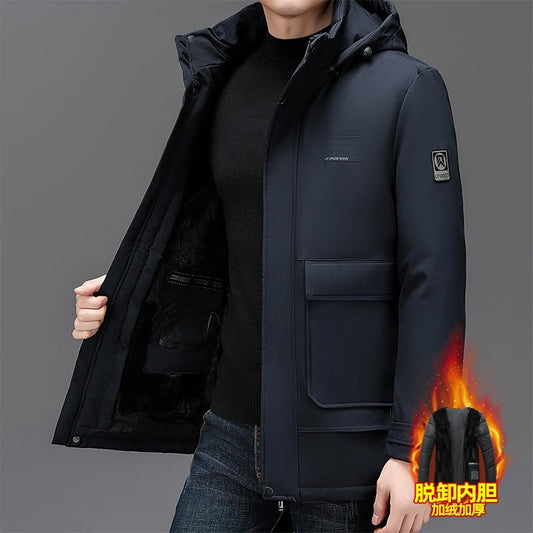 Men's Clothing Top Quality Brand Hooded Casual Fashion Long Thicken Outwear Parkas Jackets Winter Windbreaker Coats New Parkas