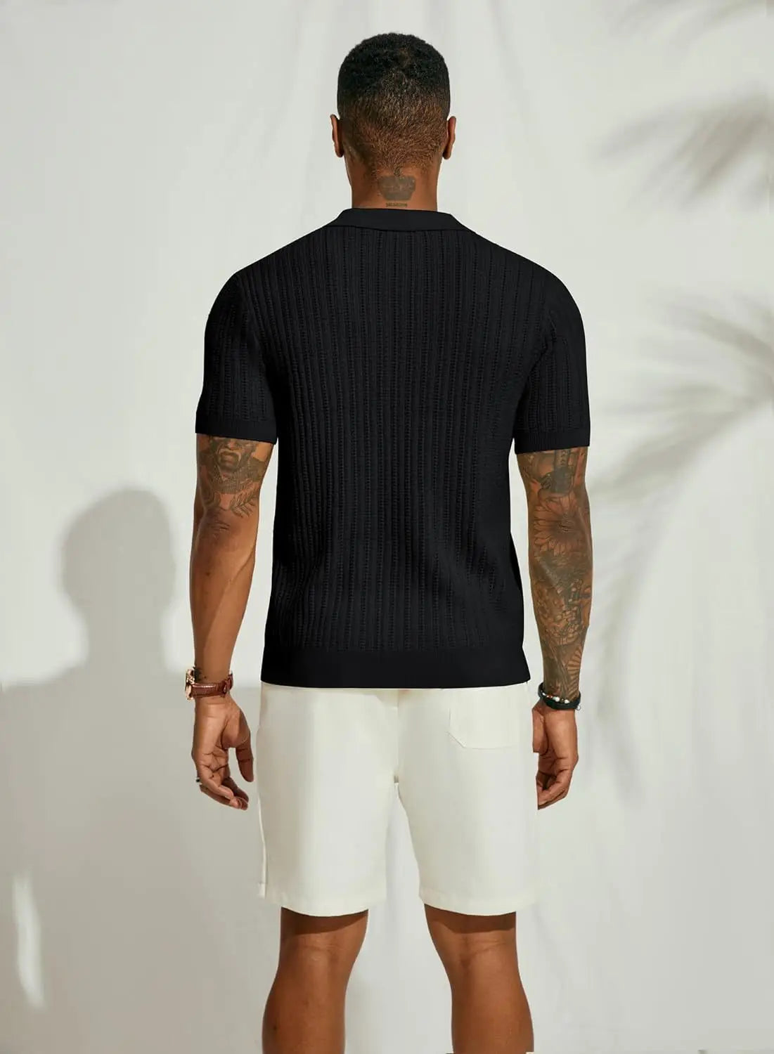 Summer Men's Casual Shirt Breathable Hollow Out Knit Shirt Short Sleeve Lapel Lightweight Top for Men European  American Loose