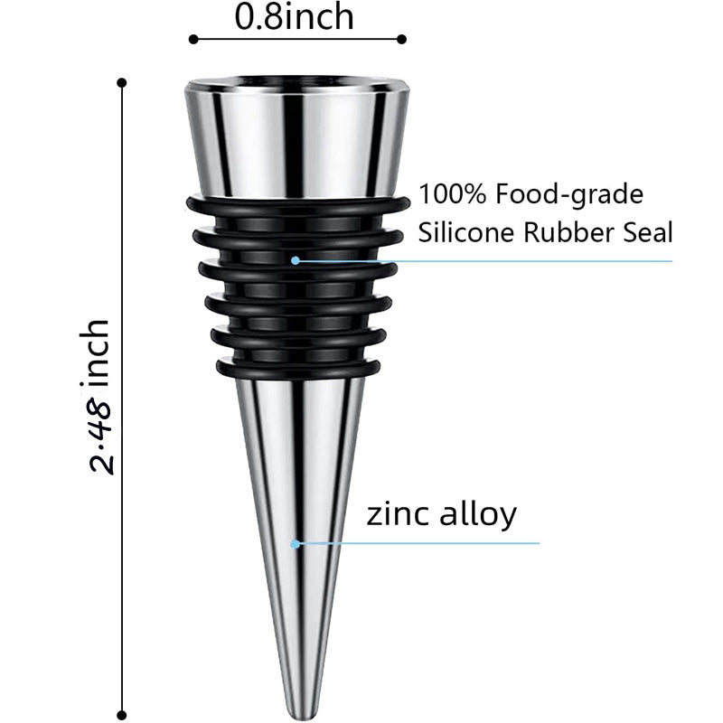 Zinc Alloy Wine Bottle Stopper Rubber Wine Stoppers Reusable Bottle Stoppers for Kitchen, Bar, Gifts, Holiday Party, Wedding