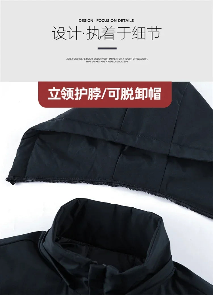 Men Fashion Hooded Windproof Warm Coat Plus Size Outwear Men Hooded Thick Fleece Warm Casual Thicken Cotton Jacket Winter Parka