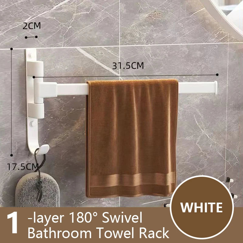 Bathroom Towel Rack Rotatable Towel Holder Space Aluminum 1/2/3/4/5-Bar Towel Hanger Kitchen Kitchen Hanging Wall Mounted