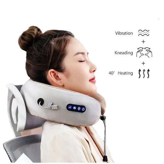 Rechargeable Neck Massager Pillow Multifunctional U shaped Portable Shoulder Cervical Massager Outdoor Home Car Relaxing Massage