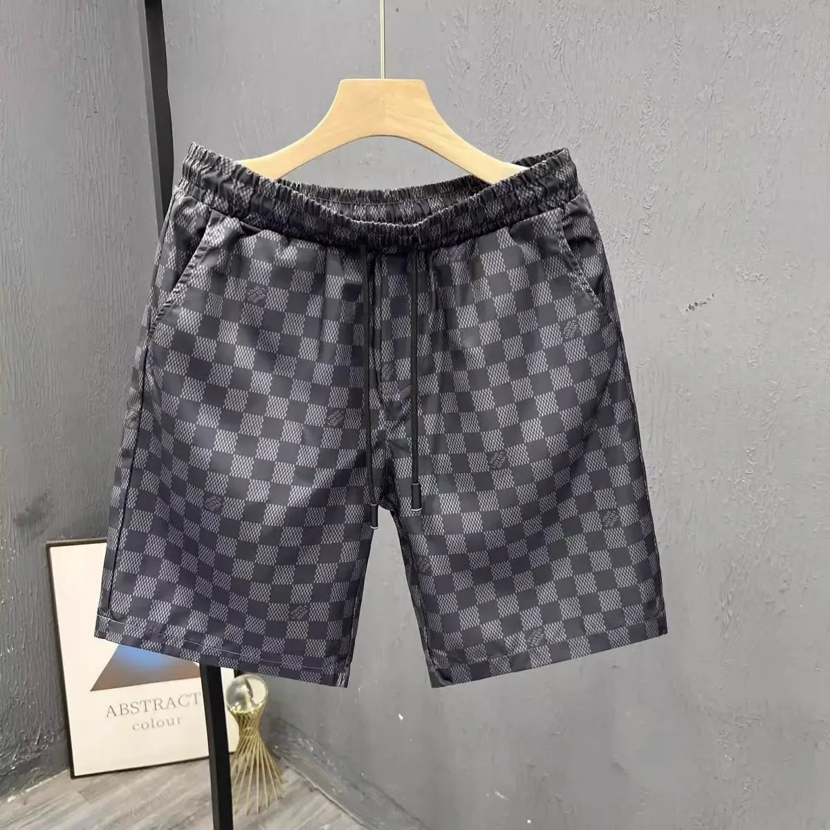 Men's Clothing Summer Trendy Plaid Shorts Fashion Brand Loose Fit Straight Leg Beach Pants Casual Versatile Stylish Comfort High