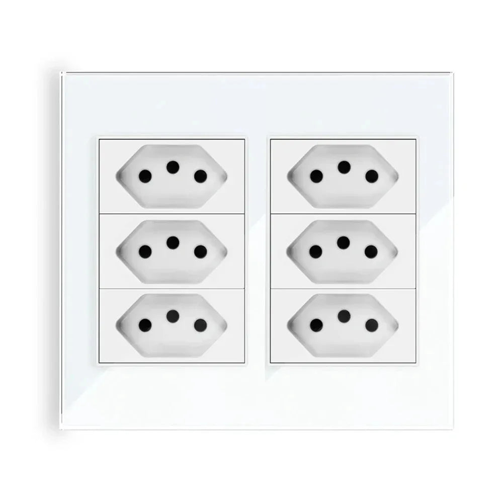 Melery 4*4 Brazil Plug 20A Wall Socket Tomada USB Type C Pressure Switch Tempered Glass Panel Outlets Indoor Home Office Kitchen