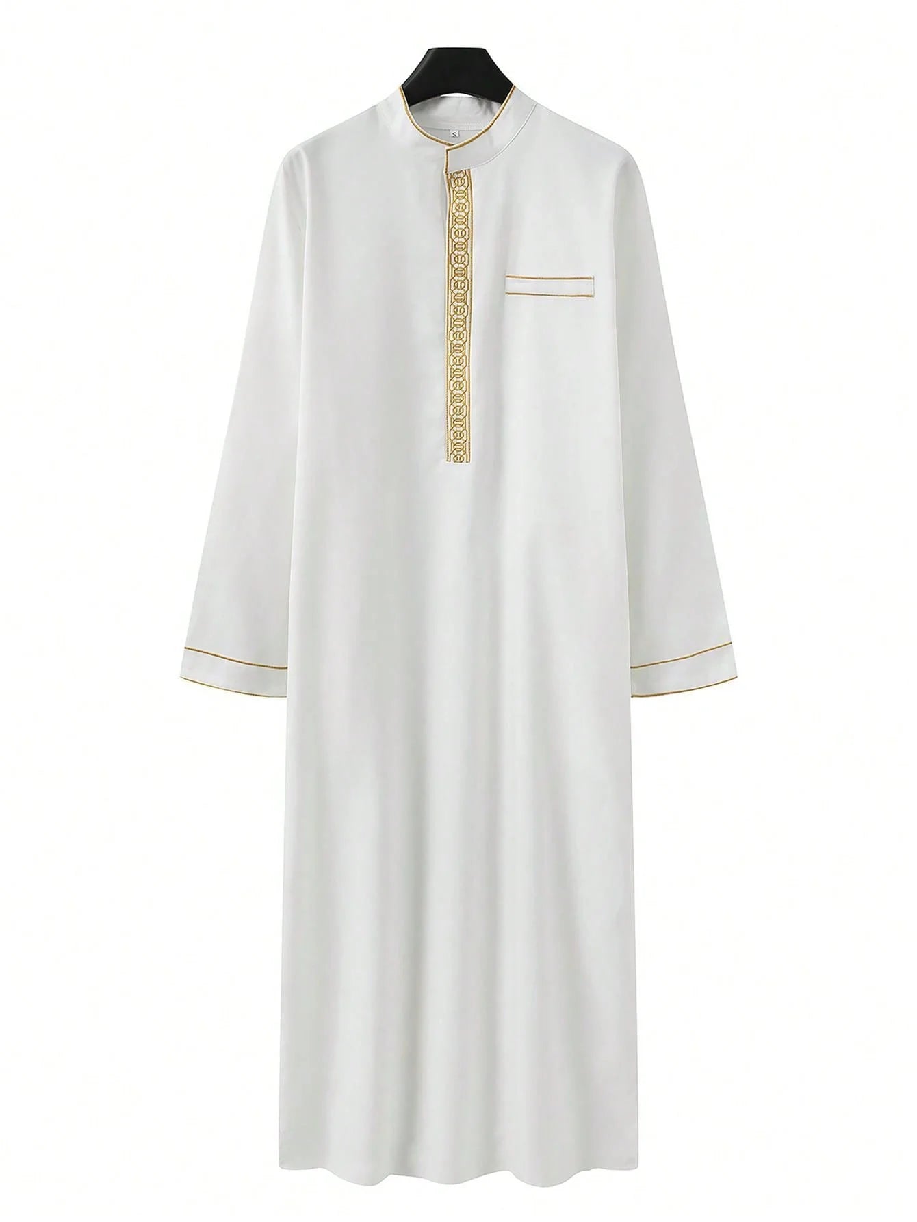 2025 New Men's Luxury White Muslim Moroccan Style Abaya Classic Embroidered Long Sleeve Formal Wear Islamic Arabic Thobe