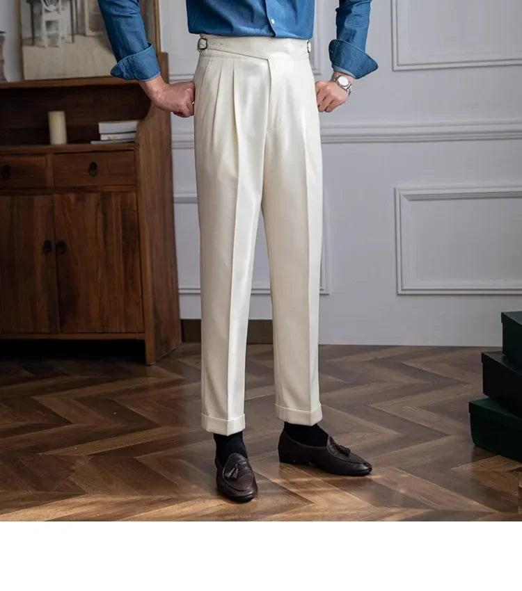 2023 Autumn/winter New Italian Style High-waisted Straight-leg Long Pants Casual Versatile Trousers For British Men