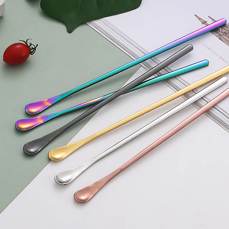 304 Stainless Steel Long Handle Stirring Spoon Coffee Tea Ice Spoon Bar Tableware Fashion Kitchen Tool Seasoning Mixing Dessert