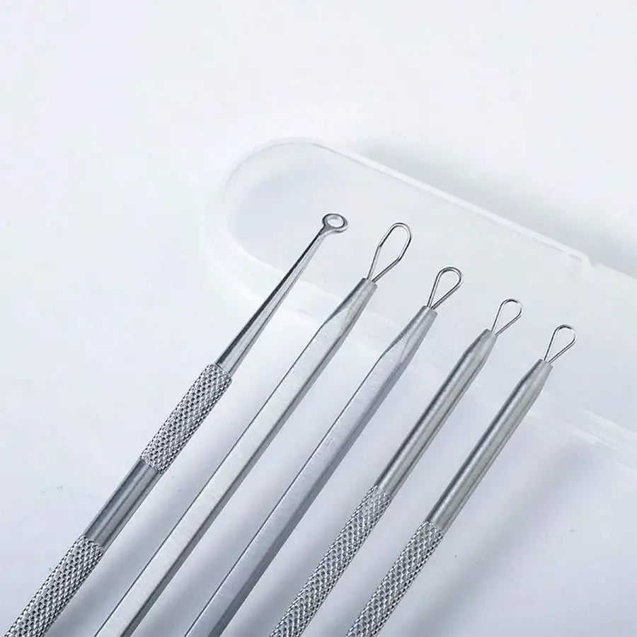 Stainless Steel Blackhead Pore Acne Remover Tool Kit,Professional Facial Cleansing Care Set With Storage Box,Blackhead Extractor