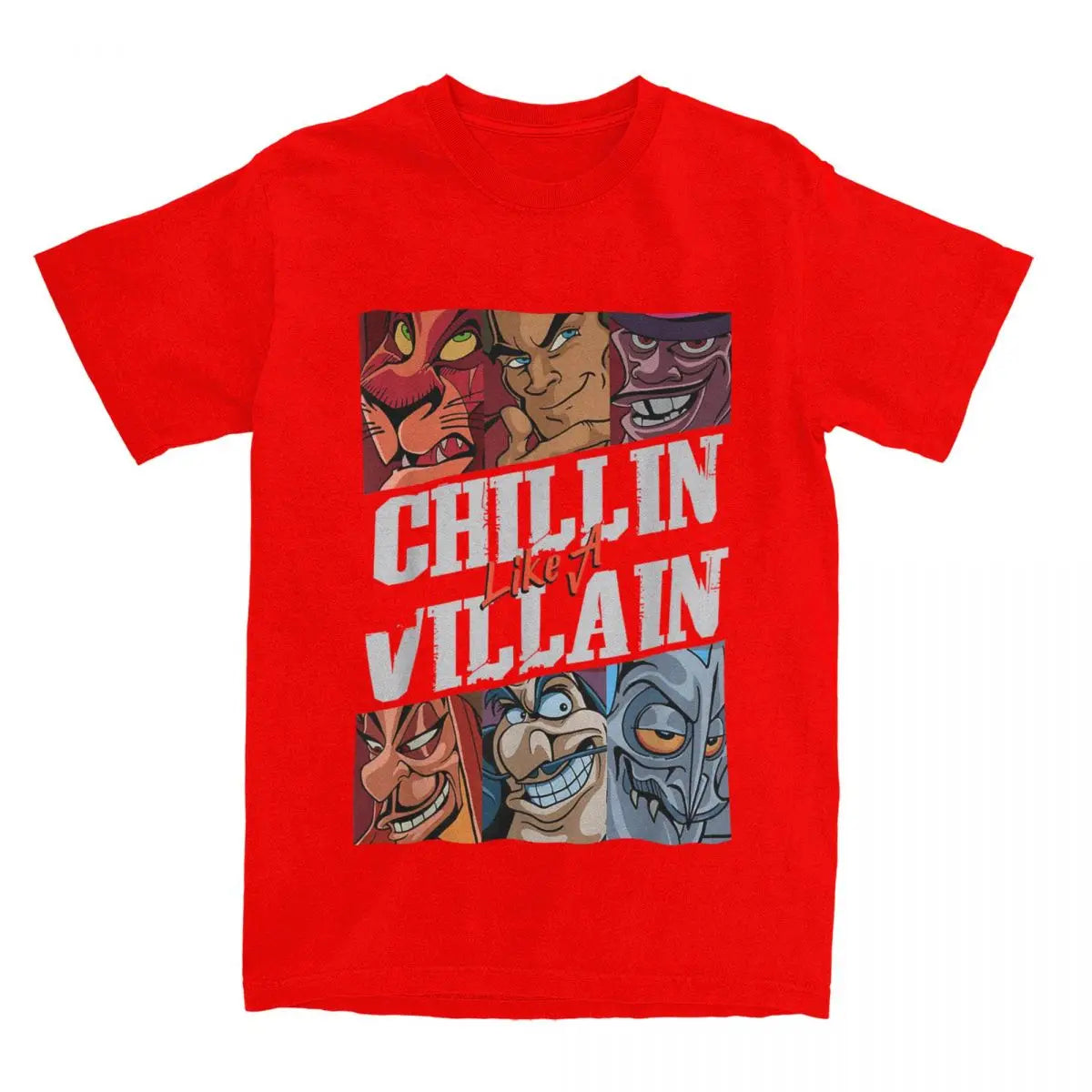 Villains T Shirts Chillin Like A Villain Group Portrait Vintage Tee Shirt Short Sleeve T-Shirt Cotton Gift Idea Tops