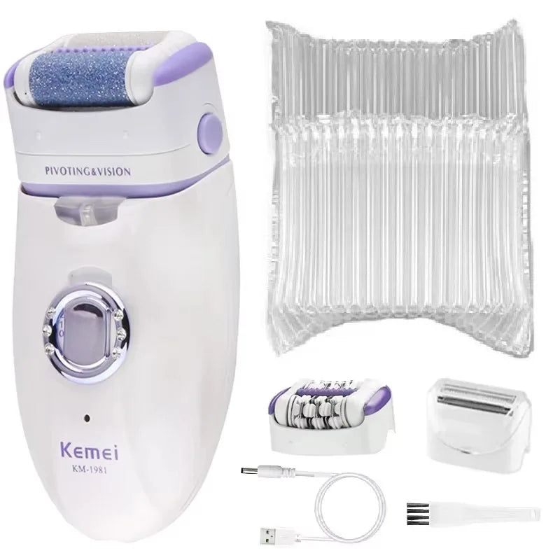 3in1 Electric Women Epilator Female Shaver Leg Body Hair Removal Lip Chin Depilatory Lady Bikini Trimmer Facial Hair Remover