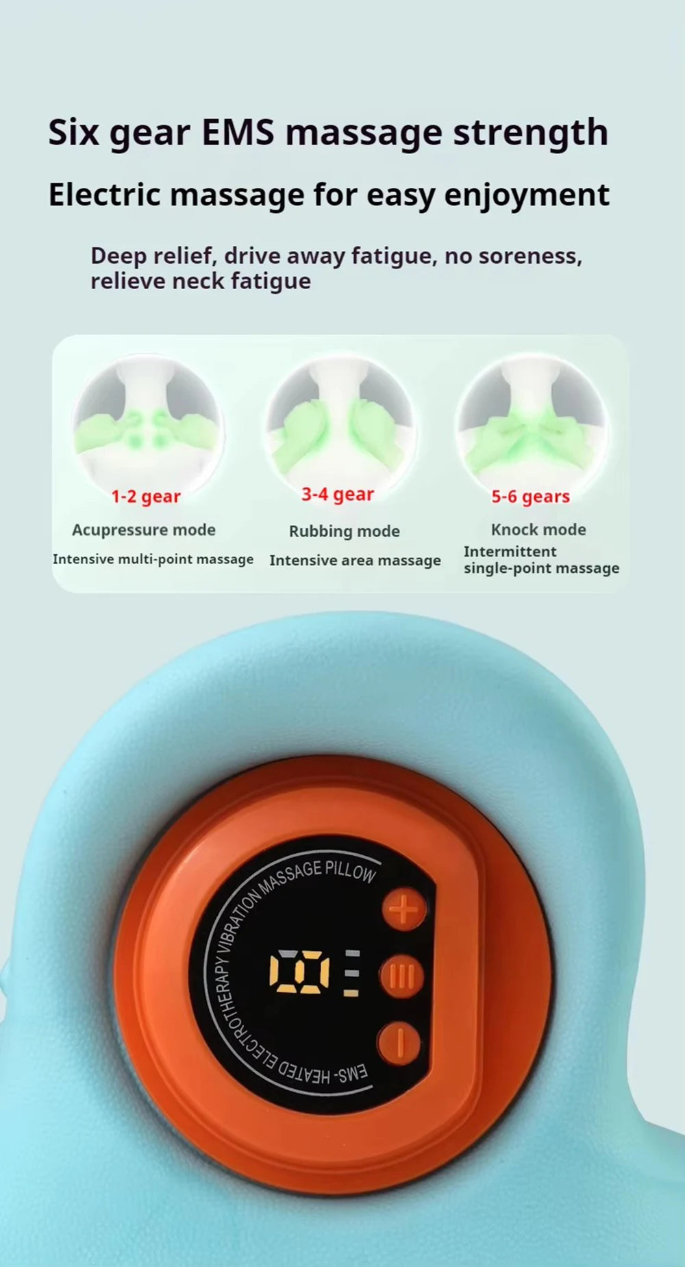 Cervical Neck Massager EMS Relax Heat Devices for Adult Cervical Repair Traction Electric Neck and Head Acupoint Massage Pillow