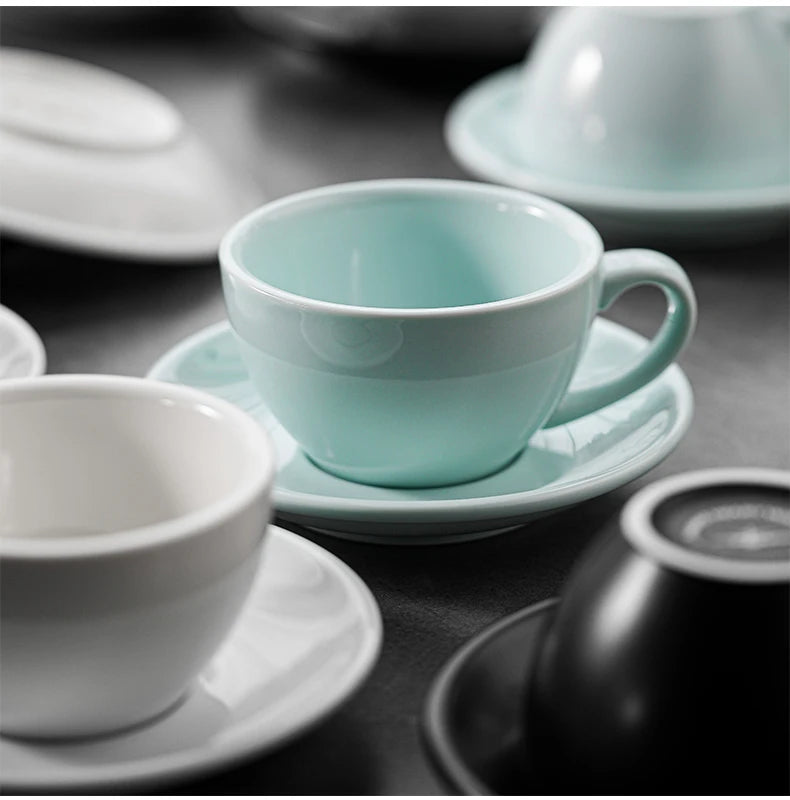 MHW-3BOMBER 280ML Esspresso Cup Saucer & Spoon Ceramic Tea Mugs Set Home Kitchen Accessories Chritmas Gifts for Coffee Lovers